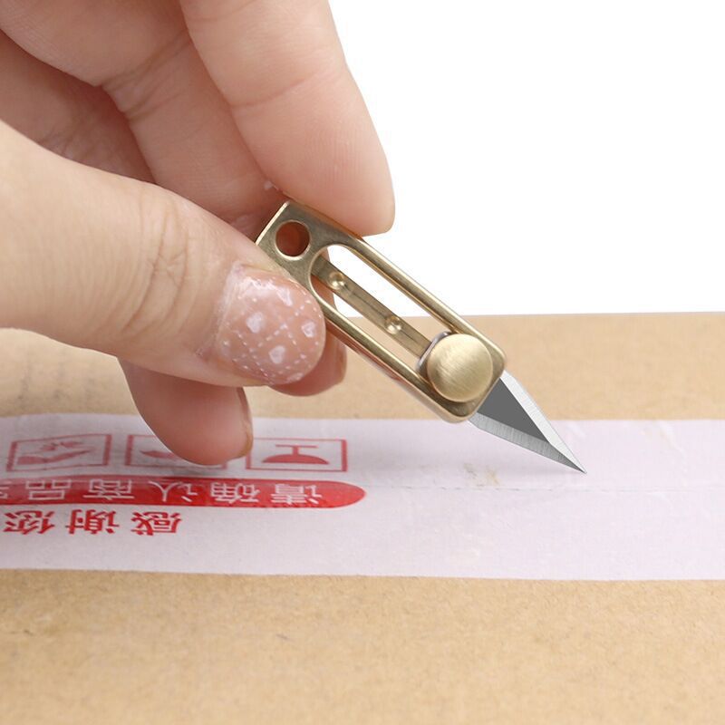 新款黄铜迷你小刀小推刀锋利防身小工具随身便携拆开箱拆快递神器