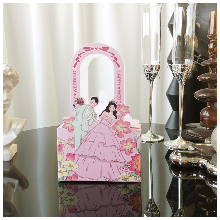 ネット赤手描きイラスト漫画手提げケースかわいい結婚喜糖箱結婚式婚約領収書喜糖箱テーブル糖箱|undefined