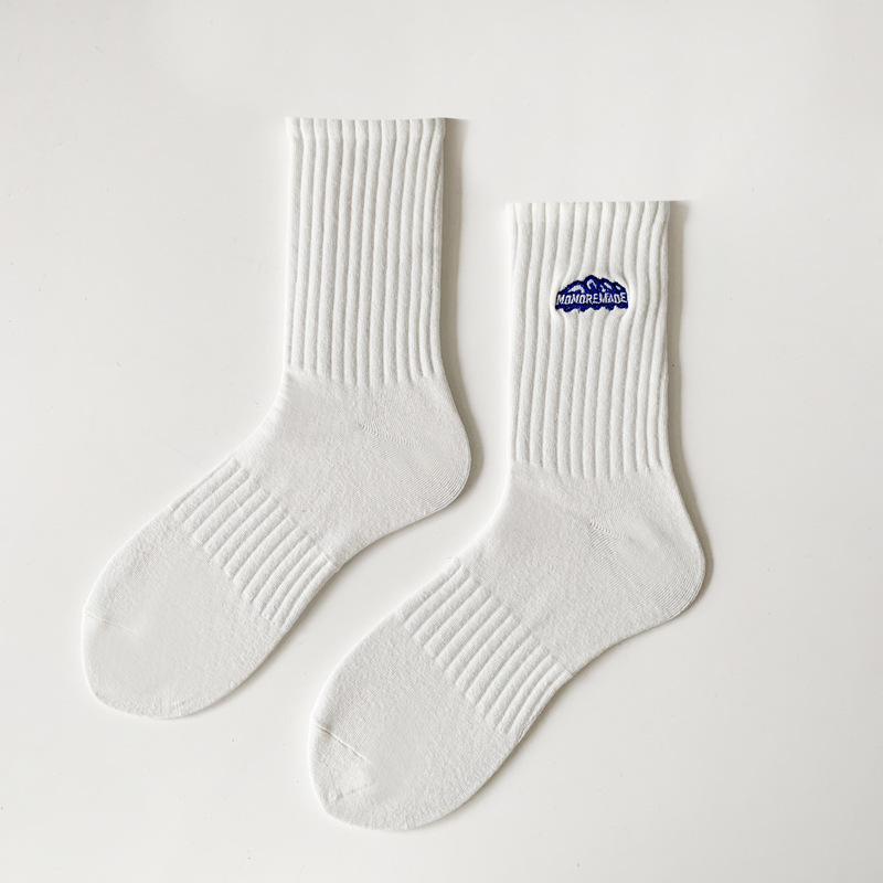 刺繍文字入り春夏ミドル丈ソックス、純綿、カレッジスタイル、トレンド、男女兼用、カップル用スポーツソックス、諸暨文字刺繍|undefined
