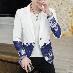 ins Internet celebrity handsome suit men's spray flower fashion brand suit