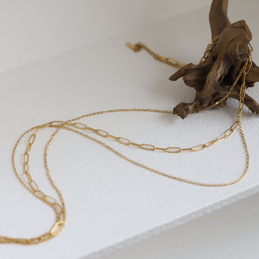 Simple Style Solid Color Titanium Steel Layered Necklace 1 Piece