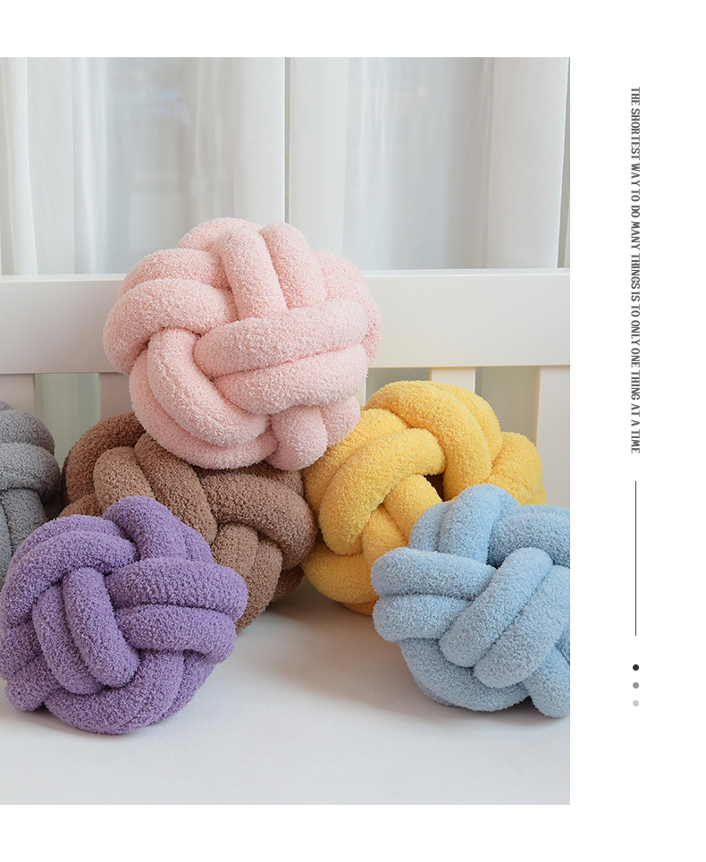 Handwoven Knotted Ball Pillow Image 8