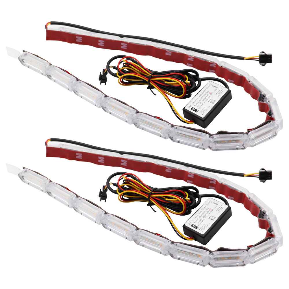 Car Led Crystal Tear Eye Light, Marquee Light Guide Strip, Two-Color Daytime Running Light, Telescopic Streamer Light Wholesale