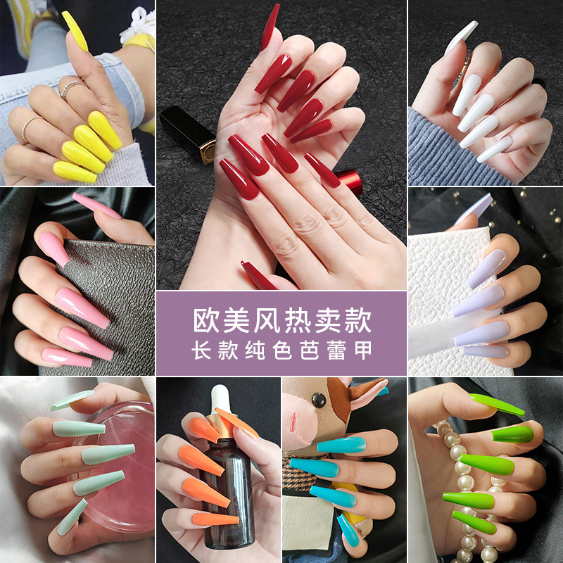 Ultra Long Solid Color Coffin Armor Fake Nail Patch Wear Nail nails Ballet Nail Finished Products Ultra Long Solid Color Coffin Armor Fake Nail Patch Wear Nail nails Ballet Nail Finished Products