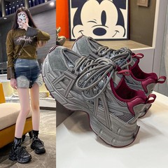 厚底灰色老爹鞋女2025年女鞋子网红爆款登山鞋休闲运动鞋耐磨防滑