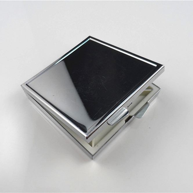 New four -grid fixed plaid pill box portable simple metal pill box…