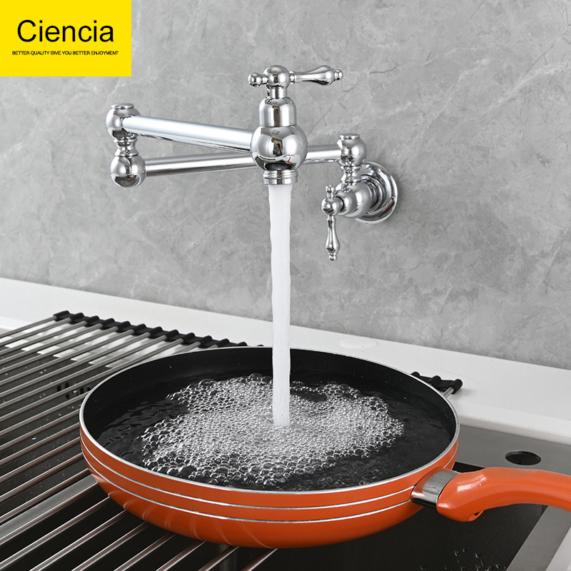 Antique wall type single cooling faucet kitchen stove stretchable lengthened faucet mop sink face basin faucet