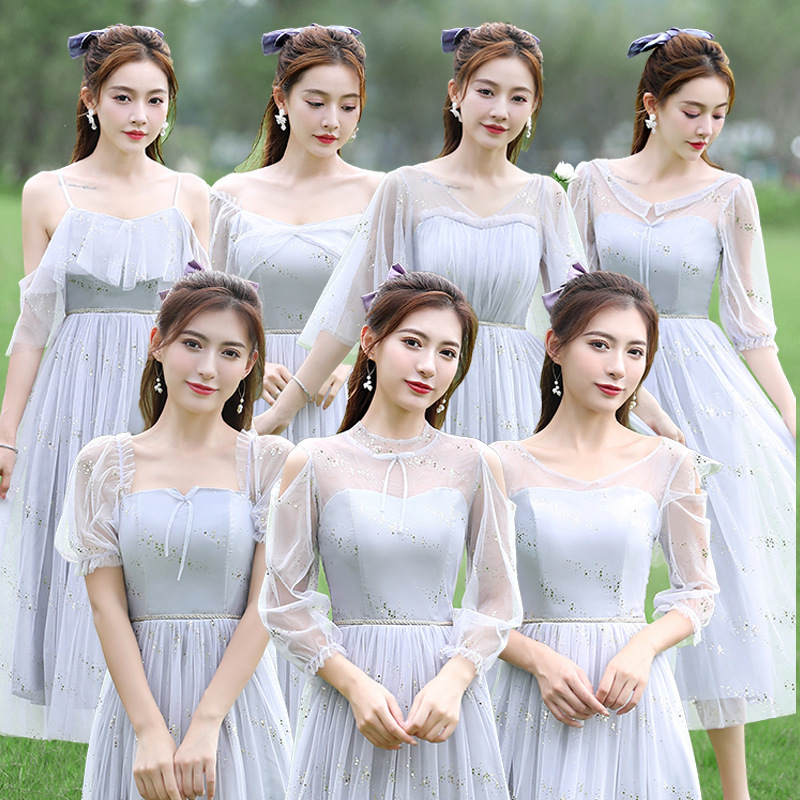 Bridesmaid Group Sister Outfits, Elegant Mid-Length Choir Evening Dresses, Sequin Slimming Bestie Hostess Dresses for Wedding Ceremonies Bridesmaid Group Sister Outfits, Elegant Mid-Length Choir Evening Dresses, Sequin Slimming Bestie Hostess Dresses for Wedding Ceremonies