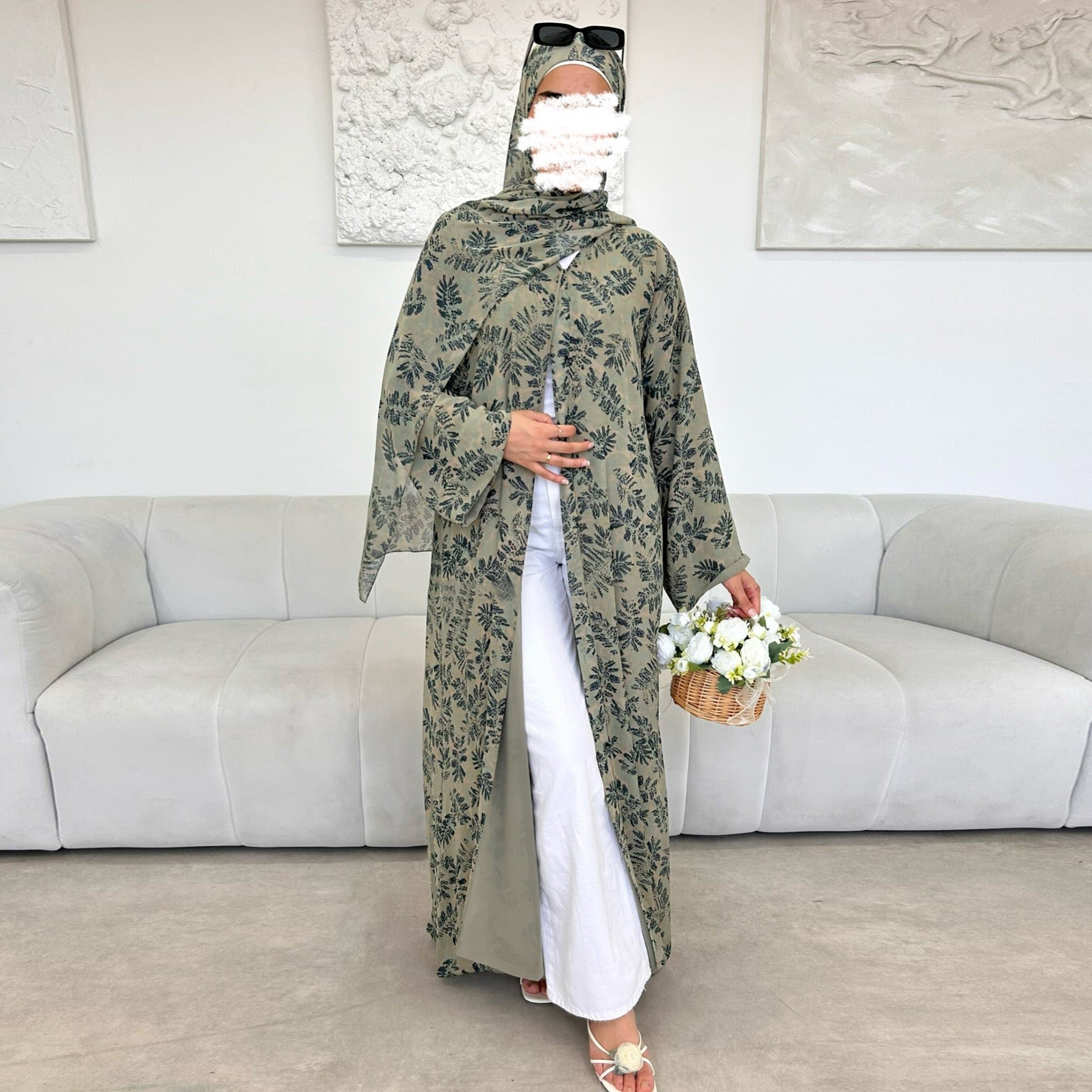 2025Loriya Dubai European And American Pure American Printed Double Layer Design Chiffon Cardigan LR1067_ecoleips.com