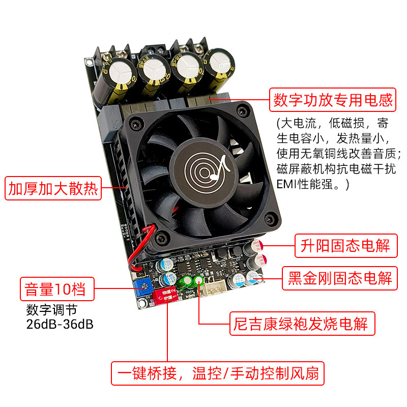 3002纯后级数字功放板大功率300WX2桥接单声道600W立体声TPA3255|undefined