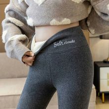 240斤羊羔绒打底裤女秋冬加绒加厚外穿高腰长裤大码胖mm保暖棉裤