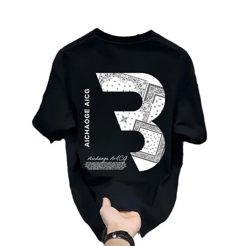 Heavyweight pure cotton short-sleeve T-shirt, casual fashion, unisex summer, Insta white match, round neck top, trendy and versatile men's half-sleeve shirt