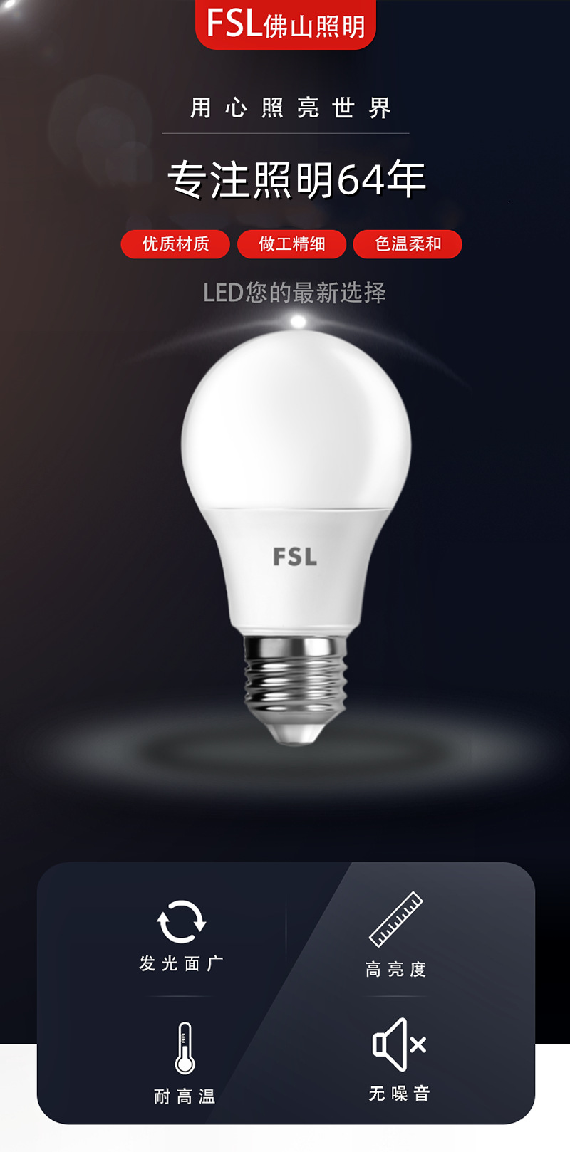 FSL佛山照明led灯泡e27螺口球泡超亮18W25W45节灯能B22卡口仓库3W pic 3