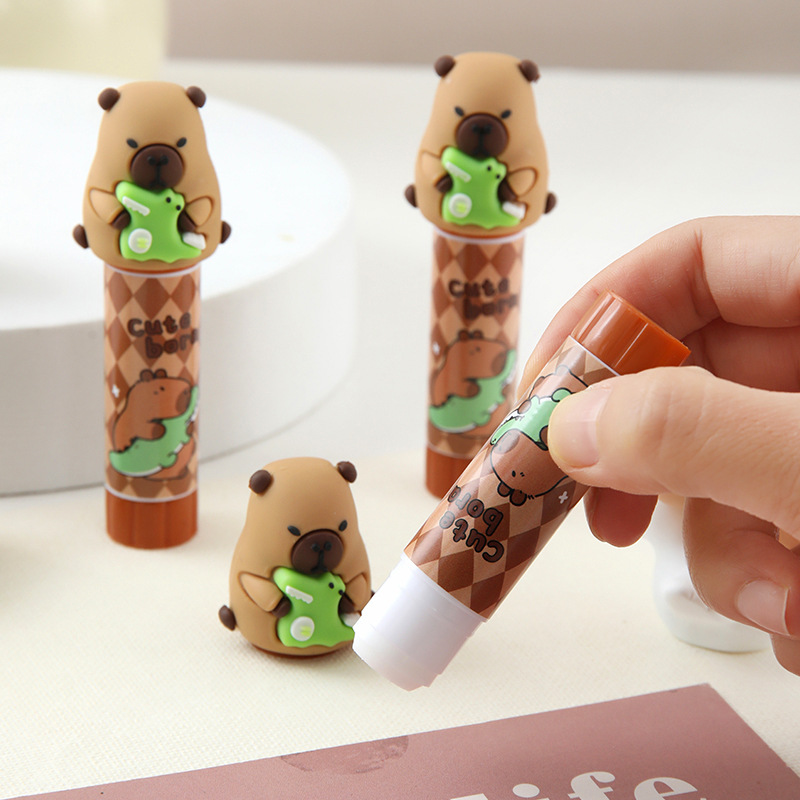 Pegamento sólido Kapibala linda chica barra de pegamento de alta viscosidad estudiante bricolaje pegamento hecho a mano papelería para estudiantes