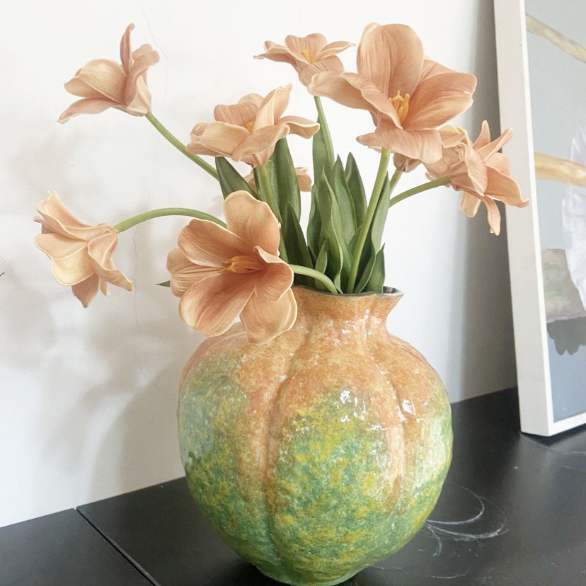 Venta al por mayor luz de lujo pu abierto gran flor tulipán boda hogar Decoración suave diseño novia con flor Accesorios