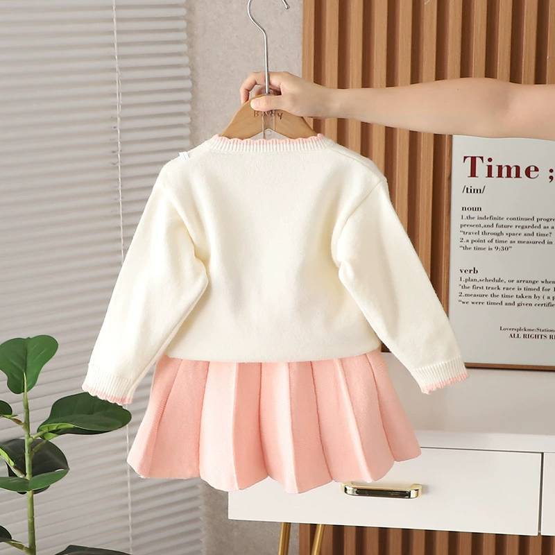Cute rabbit, sweater, demi-season skirt girl's, knitted set, cardigan, Korean style, western style
