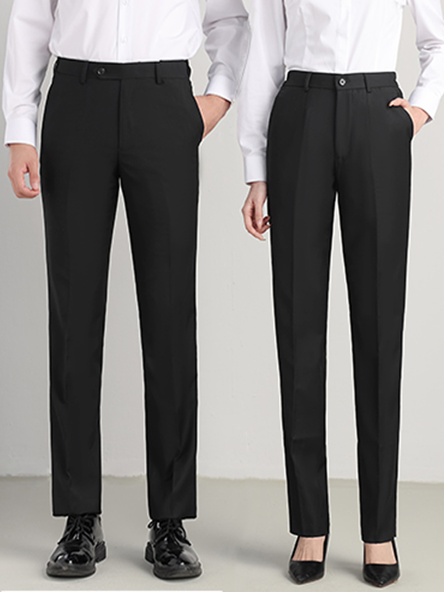 Pantalones de traje para hombre, pantalones de vestir profesionales para hombre, pantalones de negocios para hombre, pantalones negros de cintura media-alta y pierna recta, estilo de negocios ligero image 7
