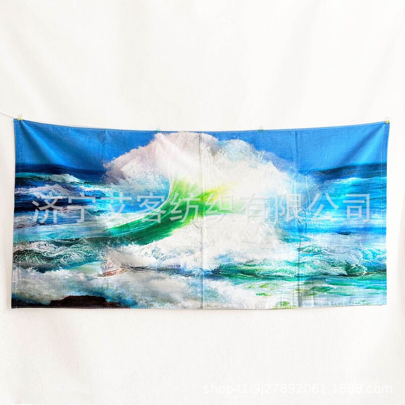 Luxurious Thick Jacquard Beach Towel with Logo, Custom Cotton Reactive Print Bath Towel, Body Drying Towel