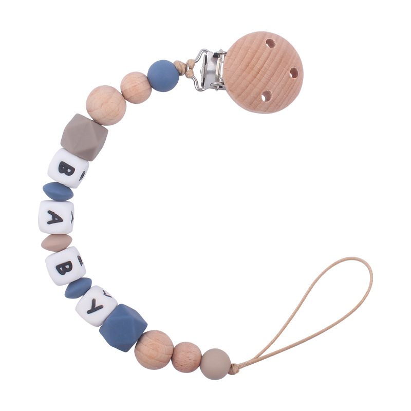 Suministros para bebés de haya clip pezón cadena creativa DIY bebé octogonal silicona mordedor pulsera juguete conjunto de dos piezas