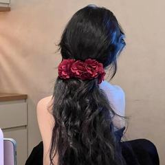 東南アジア越境販売専用 ローズフラワーサンゴジュウゴウ（バナナクリップ） 女性用 後頭部ポニーテール用 おしゃれで上品な厚手ヘアクリップ