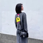 商场同款2025年女装百搭V领人物刺绣针织开衫外套