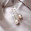 Silver needle, design earrings from pearl, silver 925 sample, Korean style, flowered, simple and elegant design, trend of season