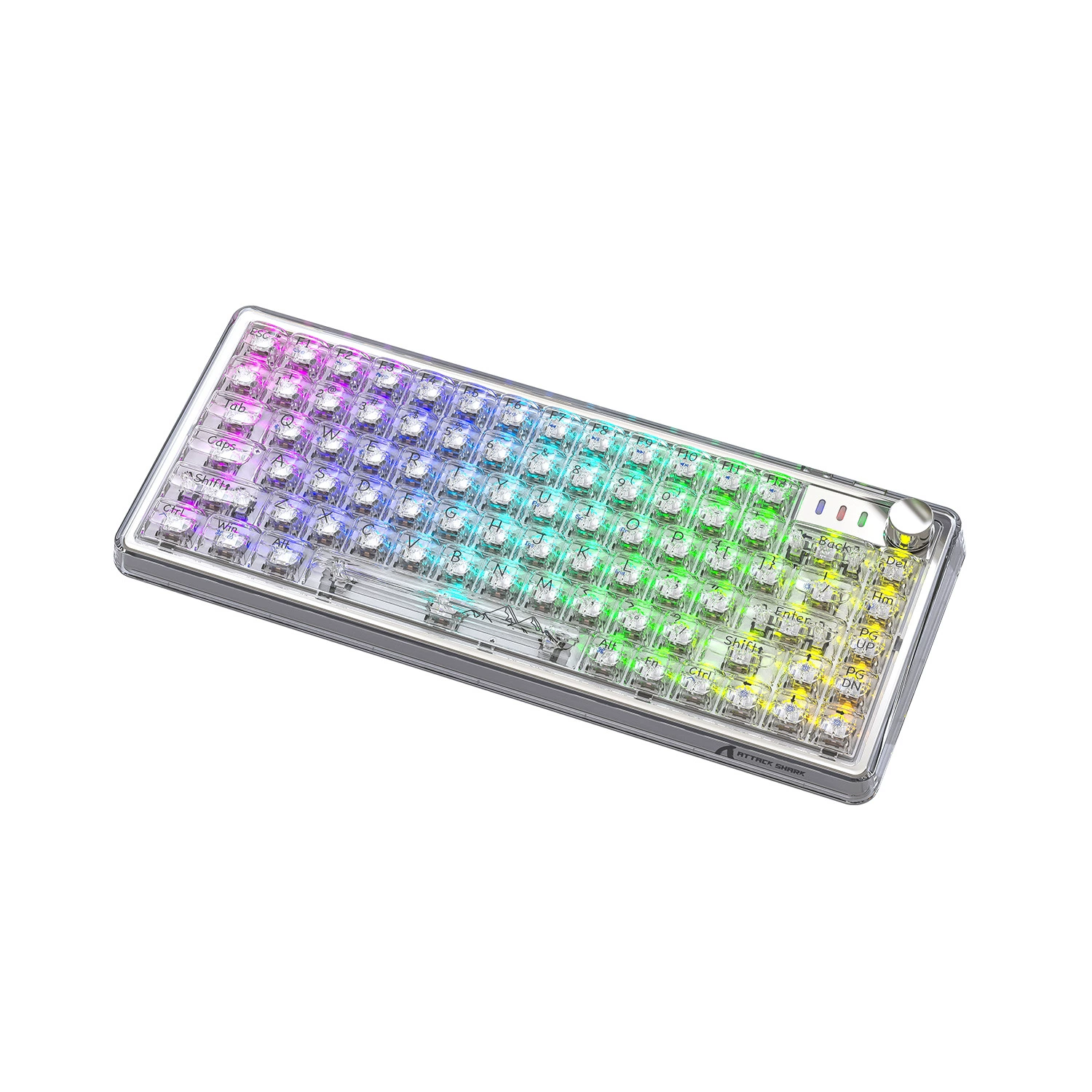 Attackshark K75RGB беспроводная механическая клавиатура, Bluetooth, прозрачный корпус, пружинный крепёж (hot-swap)
