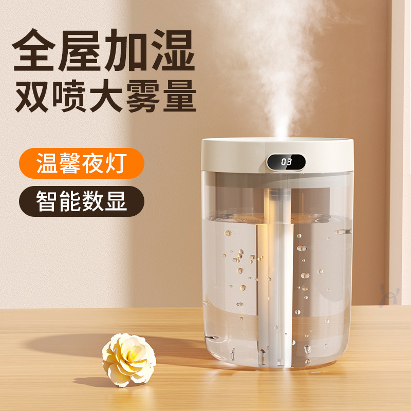 家用大容量加湿器USB双喷雾家用宿舍办公室卧室桌面带小夜灯|undefined