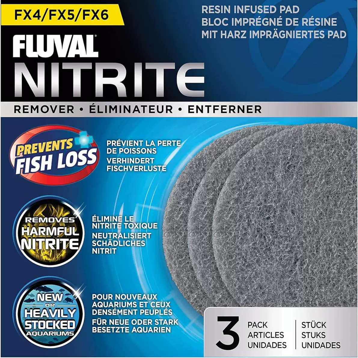 原装 亚硝酸盐去除垫兼容 Fluval Fx4 Fx5 Fx6 替换水族箱过滤器