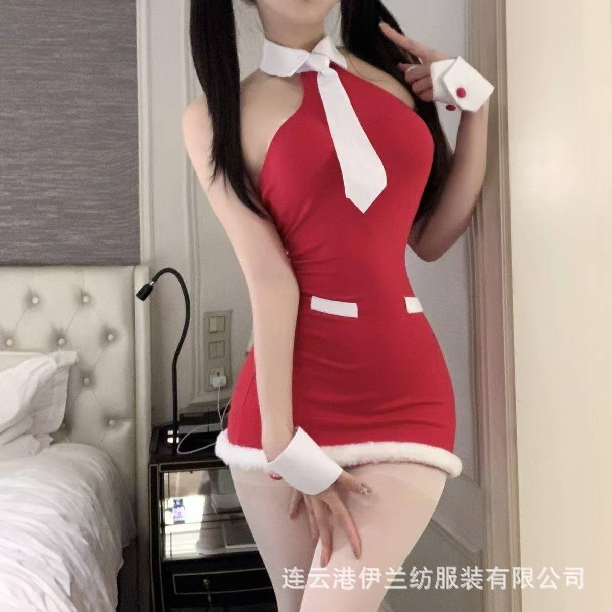 Pure Lust Christmas Uniform Lingerie Dress with Headband and Wristband, One Size — detail image 5