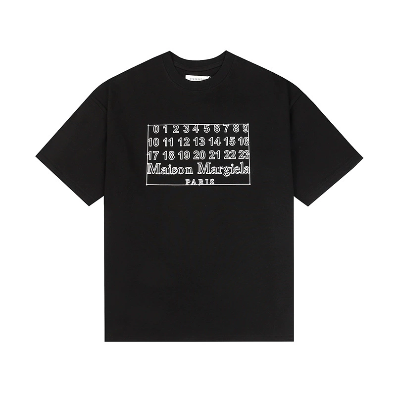 Maison Margiela 24SS коллекция MM6 цифровой узор круглый вырез мужской и женский модный бренд укороченный рукав футболка серия