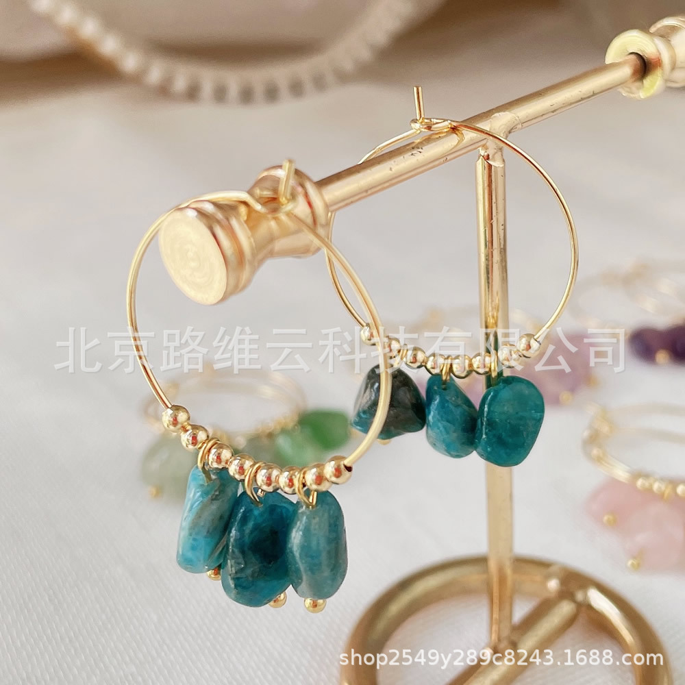 Europa y los Estados Unidos semipreciosa natural cristal lingüizo pendientes de perla amatista irregular pendientes de acero de titanio pendientes de acero mujeres