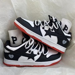 Guochao Instagram-style star heart double strap breathable single shoes, chic literary college trend sports skateboard shoes for women