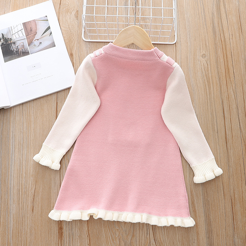 Coniglio cartone animato per bambina finto 2 pezzi di lana autunno inverno, abito da principessa lavorato a maglia elegante e carino per bambina_voghion.com