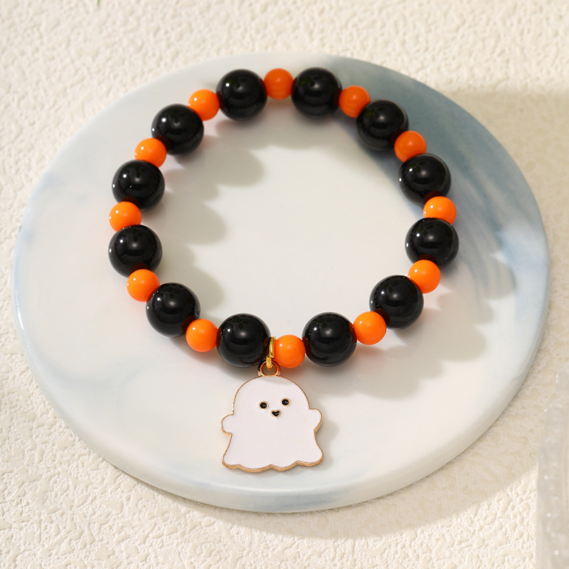 Yunjin nuevo europeo y americano transfronterizo Venta caliente Halloween hecho a mano pulsera de cuentas calabaza fantasma Festival naranja pulsera al por mayor
