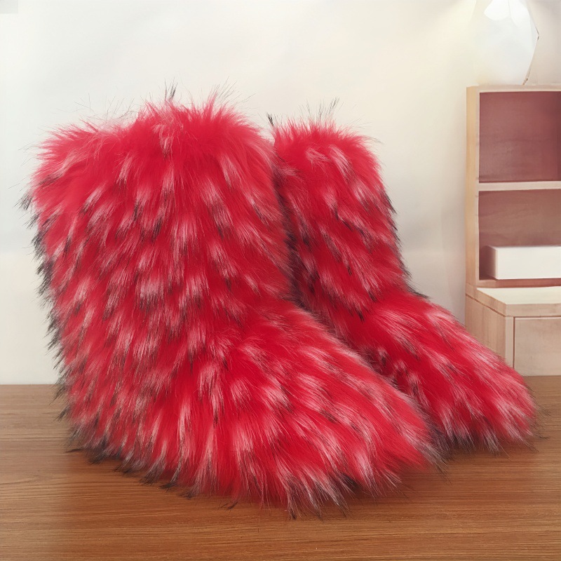 너구리 모피 밝은 빨간색