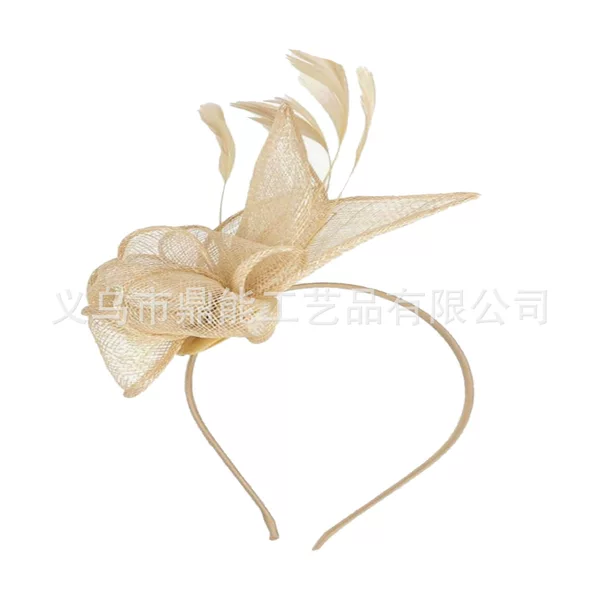 Amazon European and American Exquisite Small Hat Banquet Feather Headwear Hair Band Headwear Hemp Hair Accessories