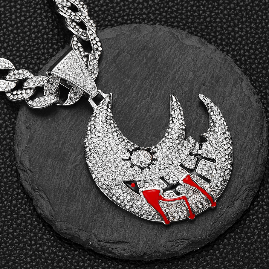 Hip hop moon dark wind watch buckle, niche personality, American Cuban necklace, environmentally friendly alloy jewelry_voghion.com