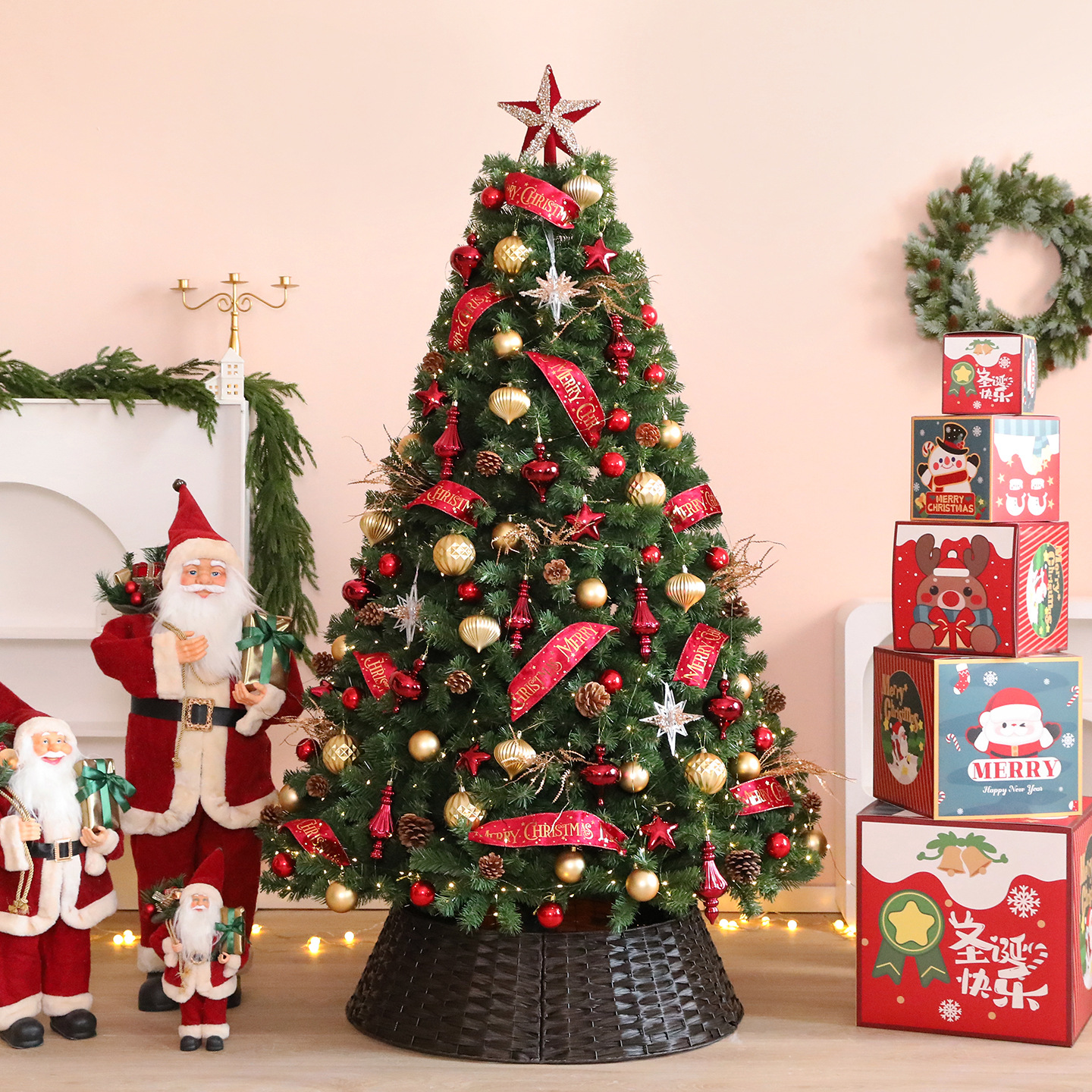 Shengyuan nuevo conjunto de árbol de Navidad de PVC hotel interior y exterior decoración de Navidad grande diseño de decoración