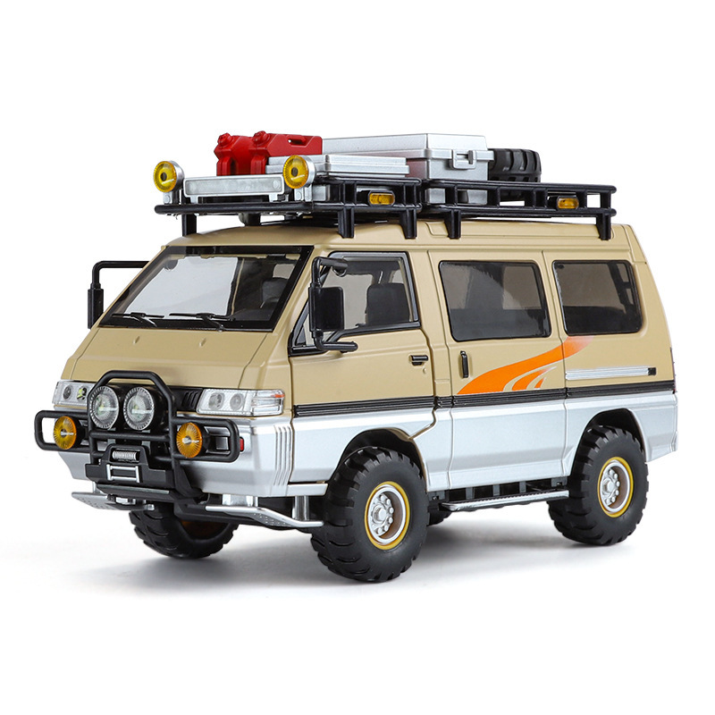 1:24 Mitsubishi Delica alloy model Huili sound and light outdoor camping off-road vehicle boy toy ornaments gift