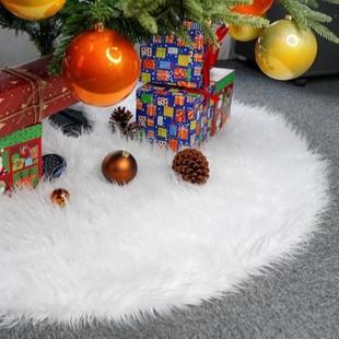 Cross Border Christmas Tree Skirt Beaded Tree Skirt Snowflake White Plush Tree Skirt Christmas Tree Mat Decorative Blanket