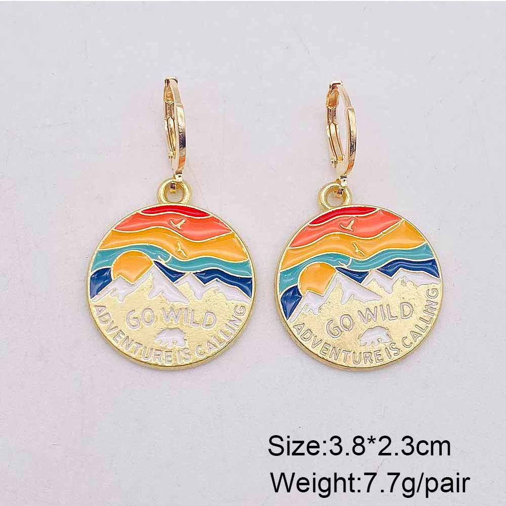 11g Weight Copper Ear Needle Material Drop Earrings Classification 1 Pair Quantity Daily, Street Occasion Alloy Material Building, Landscape Pattern Women's Gender Enamel Design Simple Style Style 1 Pair Simple Style Building Landscape Enamel Arylic Alloy Drop Earrings 2