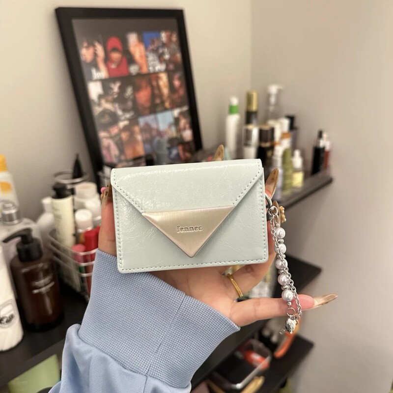 Korean Niche Fennec Card Holder Triangle Brand Flip Id Card Holder Classic Change Pure Color Wallet Unisex