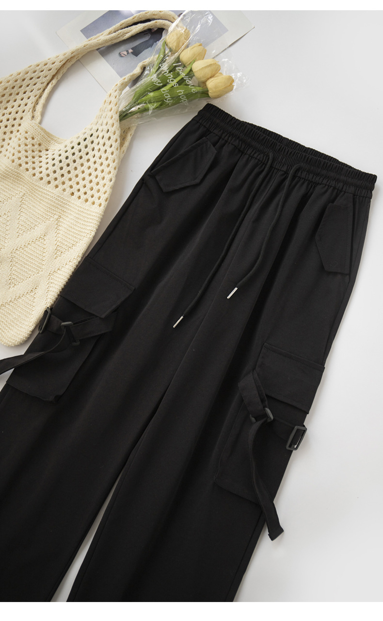 Pink work pants for women, summer, thin, high-waisted, slimming, wide-leg, straight-leg casual pants, American quick-drying sport pants pic 33