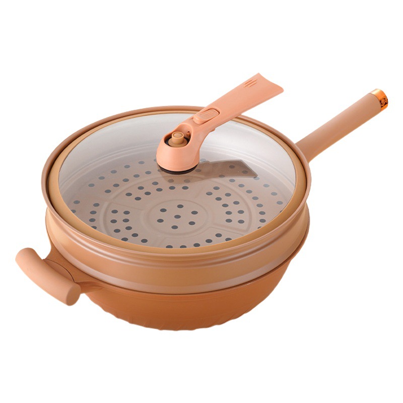 Tiktok mismo estilo arcilla micro presión olla hogar multifuncional antiadherente wok con vapor de gas eléctrico aplicable suministro directo de fábrica