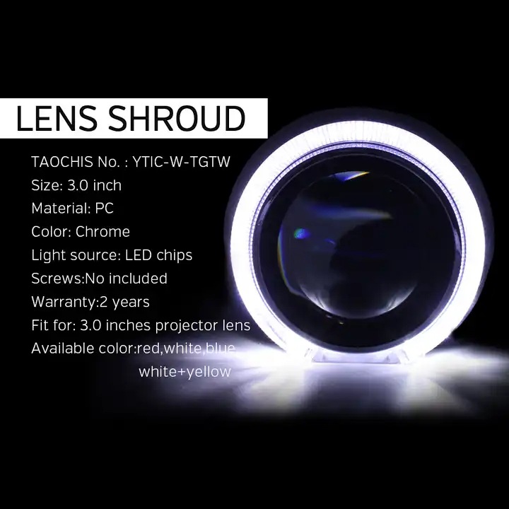 Modificación de la lente 3.0-inch Tiguan guía de luz cubierta decorativa integrada LED Ángel ojo apertura Hood