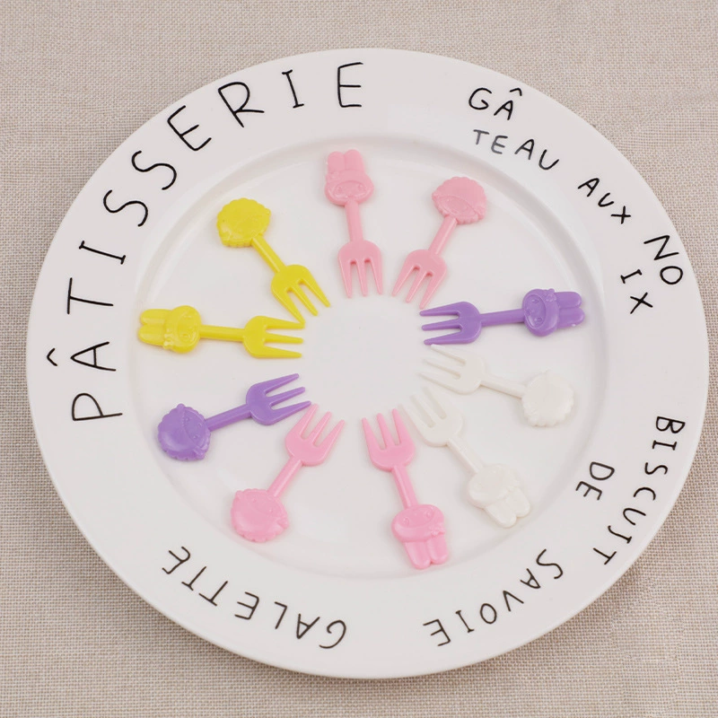 Трансграничный горячий кролик Фруктовая вилка Детские мультфильмы пластиковые Фруктовая вилка DIY Творческая Фруктовая вилка Кухонная утварь