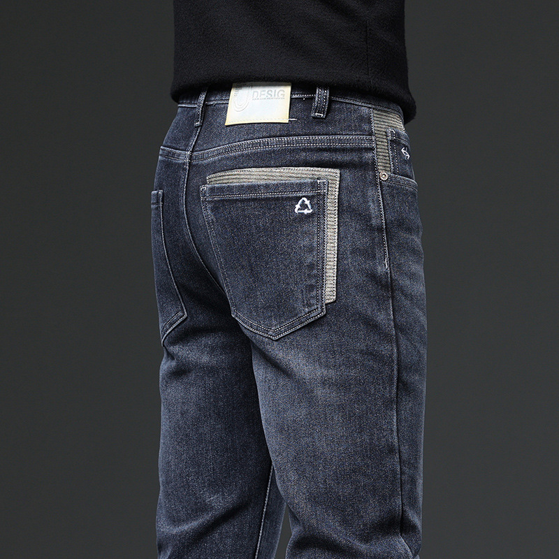 Jean de luxe léger pour homme, coupe slim, tendance, délavé, décontracté, petite jambe, élastique, polyvalent, pantalon tendance_voghion.com