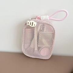 クロスボーダー豆腐メッシュ化粧品バッグ、高価値の対照的な色の中空スクエアバッグ、夏の新鮮でシンプルなポータブル収納バッグ