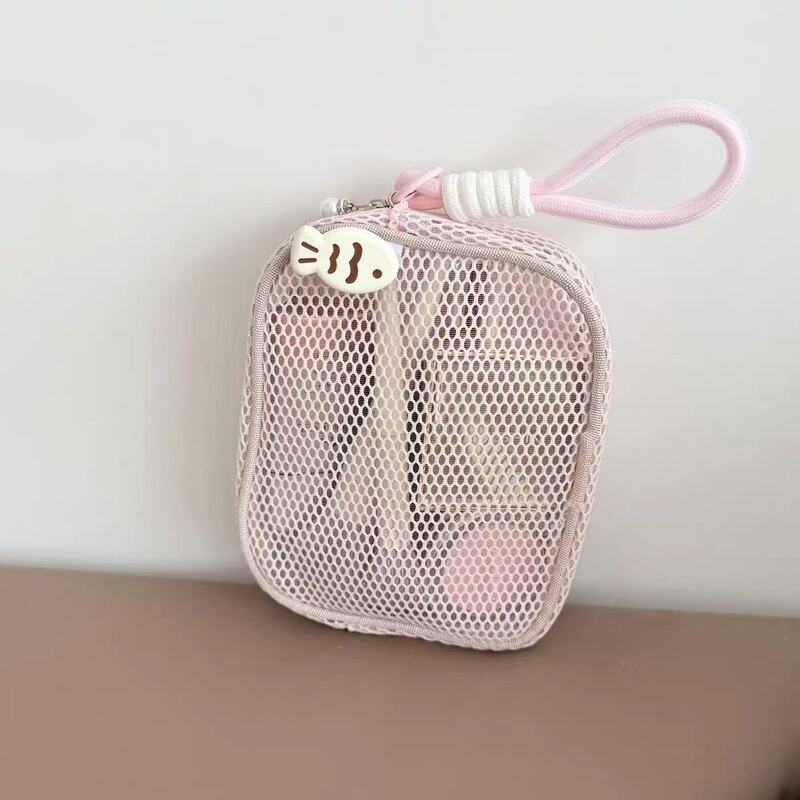 クロスボーダー豆腐メッシュ化粧品バッグ、高価値の対照的な色の中空スクエアバッグ、夏の新鮮でシンプルなポータブル収納バッグ|undefined
